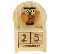 Namesakes® Calendrier perpétuel hibou sage : Idées de cadeaux en bois pour hommes ou femmes : Calendrier de bureau avec date et blocs de mois : Avent animalier ou petite idée cadeau