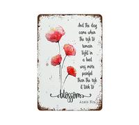 NAMEY Plaque en métal rétro avec citation d'Anaïs Nin et « The Day Came When The Risk to Remain Tight in A Bud » - Décoration murale vintage pour maison, bar, ferme, bureau - 20,3 x 30,5 cm