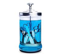 Namgznso Pot de désinfection, récipient de manucure de 940 ml avec panier amovible pour outils à ongles, petit verre fournitures de barbier désinfectant