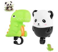 NAMIC 2 Pièces Corne de Vélo Enfants, Sécurité Corne de Vélo, Dinosaure Vert, Panda, Haut-Parleur Universel de Dessin Animé Mignon, Sonnette Velo Enfant Garçons Filles