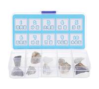 NAMOARLY 1 Boîte Kit de Spécimens de Roches pour Garçon et Filles Compartiments Organisés, en Plastique et Pierre, Portable et Étiqueté pour Salles de e Géologie Éducative