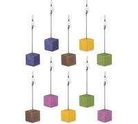 NAMOARLY 10 Pièces Porte-numéros de Table en Bois Base Cube Stable, Pinces à Mémo de Bureau Multifonctionnelles pour Maison et École, Clips de Notes Pratiques et Élégants
