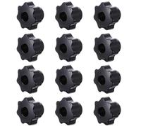 NAMOARLY 12 Pièces Boutons en Étoile Noirs en Plastique Écrou de Serrage Traversant, Design Ergonomique Antidérapant pour Équipements Mécaniques et Instruments