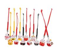 NAMOARLY 12 Pièces Porte Clés Chat Maneki Neko avec Clochettes Décoratives Accessoires Suspendus pour à Dos Porte Clés Ornements Cartoon Durable et Adorable Couleurs