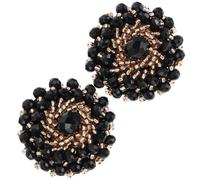 NAMOARLY 2 Pièces Boutons en Cristal Noirs Ronds pour Loisirs Créatifs Garçon et Filles, Décoratifs et Faciles à Coudre, pour Scrapbooking et Remplacement D’accessoires de Canapé