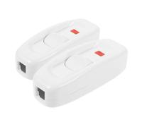 NAMOARLY 2 pièces Interrupteur Ligne Blanc à Bouton Poussoir avec Témoin LED Commutateur à Pression Nostalgique pour Lampe de Chevet Bureau et Appareils Électriques Lot