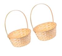 NAMOARLY 2 Pièces Panier de Fleurs Séchées Fait Main en Bambou Poignée | Style Rural Minimaliste, Ouverture Visible, Décoration de Table, pour Petits Objets, Clés et Portefeuilles