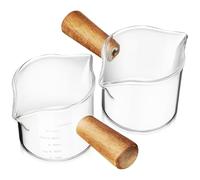 NAMOARLY 2 Pièces Pichet à Café 100ml avec Poignée en Verre et Échelle | Sirop de Café et Crème, Doseur 75ml Max, Usage Maison, Barista Débutant