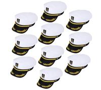 NAMOARLY 20pièces Chapeaux de Capitaine Brodés Blancs Chapeau de Marin pour Cosplay et Fête Accessoire et Confortable pour Performance Scénique