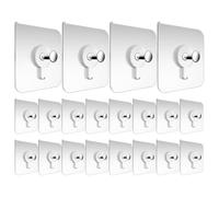 NAMOARLY 25 Pièces Crochets Adhésifs Réutilisables sans Résidu Collant en Acier Inoxydable Couverture Transparente pour Organisation Maison Cuisine