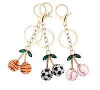 NAMOARLY 3 Pièces Porte-clés Pendentif Sportif en Résine et Cristaux Ballon de Basketball ou Football, Design Chic et Portable, Présent pour Accessoires Anniversaire Filles et Femmes