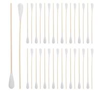 NAMOARLY 50 Pièces Cotons-tiges en Coton Bâtonnets en Bois, Absorption Élevée et Nettoyage sans Peluches, Pointes Extra Larges pour Maquillage et Soin des Animaux