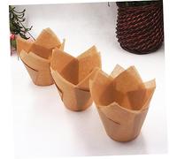 NAMOARLY 50pièces Tulip Cupcake Wrappers Papier Doré Base Moules Caissettes Pour Muffins Et Cupcakes Accessoires Pâtisserie Pour Fêtes Anniversaires Mariages Caissettes Jetables Sulfurisées