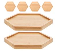 NAMOARLY 6 Pièces Dessous de Verre Hexagonal en Bambou pour Pots de Bonsaï | Plateau Beige Décoratif, Finition Lisse Artisanale, pour Rebord de Fenêtre et Balcon, Style Moderne Oriental