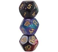 NAMOARLY Accessoire de Jeu 3 Dés 12 Faces en Résine Style Cosmique pour Divination et Tarot Astrologique