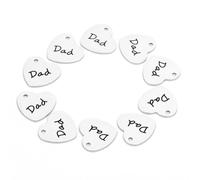 NAMOARLY Accessoires pour bijoux à faire soi-même pendentif acier inoxydable lot de 10 gravure cœur papa anti-rouille couleur argentée pour création et décoration