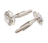 NAMOARLY Boutons de Manchette Ronds Faciles à Utiliser, Couleur Argenté en Zircon Style Moderne et Simple pour Hommes et Femmes Occasions Spéciales Port Quotidien