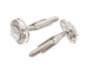 NAMOARLY Boutons de Manchette Ronds Faciles à Utiliser, Couleur Argenté en Zircon Style Moderne et Simple pour Hommes et Femmes Occasions Spéciales Port Quotidien