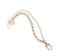NAMOARLY Chaîne de Téléphone et Confortable Design Floral Élégant en Perles Beige Multifonctionnelle pour Poignée de Paquet ou Tasse D'eau