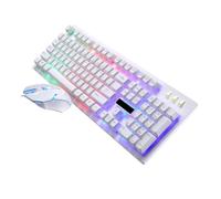 NAMOARLY Clavier et Souris USB Filaires pour Gamer, Ensemble Mécanique Suspendu Éclairage LED Blanc, Clavier Anti-ghosting, Souris D’Ordinateur Ergonomique, pour Jeux et Bureau