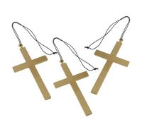 NAMOARLY Collier Croix Chrétienne Dorée pour Hommes et Prêtres, Lot de 3 Pièces en Plastique Finition Lisse, Style Élégant et Fonction Anti-accroche pour Sermons et Baptêmes