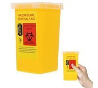 NAMOARLY Conteneur à Déchets pour Rasoir Couvercle Verrouillable Permanent, Léger en Abs Jaune, Boîte de Récupération de Lame Usagée pour Salon de Coiffure et Recyclage Plusieurs styles