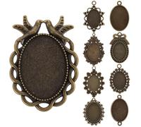NAMOARLY Ébauches de pendentifs 9 pièces en alliage, plateaux pour bijoux camée, bases assorties pour fabrication artisanale de médaillons Plusieurs styles