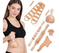 NAMOARLY Ensemble de 6 Outils de Massage Manuels en Bois pour Circulation et Détente, Adapté aux Seniors et Adultes Actifs en Milieu de Travail