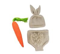 NAMOARLY Ensemble de Photographie pour -né 3 Pièces Tricoté la Main en Laine Douce Bonnet Pantalon Carotte et Accessoire Lapin Costume Photo Bébé pour Séance Photo -né Présent Naissance