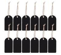 NAMOARLY Étiquettes en bois mini tableau ardoise 6,5 x 3,5 cm double face avec ficelle pour bijoux et décoration lot de 50 pièces