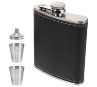 NAMOARLY Flasque à Alcool en Acier Inoxydable 7oz Noire, Portable Toucher Confortable, pour Camping et Usage Extérieur