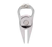 NAMOARLY Fourche à Divots de Golf en Alliage de Zinc Argenté, Outil de Réparation de Gazon Portable Marqueur de Balle Intégré, Accessoire Pratique pour Améliorer la Précision Green,