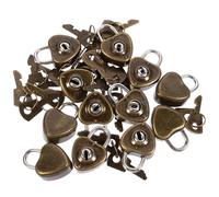 NAMOARLY Lot de 12 Mini Cadenas Multifonctionnels de Cœur en Métal Antirouille, Couleur Bleu Vert Patiné, Clés Doubles, Cadenas à Bagages et Journal, Serrure Polyvalente pour Voyage