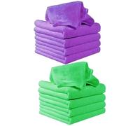 NAMOARLY Lot de 16 Serviettes Carrées en Microfibre 25X25 CM Ultra Absorbantes et Douces Couleurs Vert et Violet Serviettes Multifonctions pour Visage Allaitement et Voyage