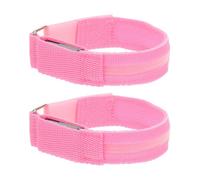NAMOARLY Lot de 2 Bracelets de Course LED Lumineux Rechargeables Bande Réfléchissante en Nylon Rose Ajustables pour Bras et Chevilles Sécurité pour Sports Nocturnes