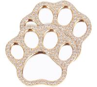 NAMOARLY Lot de 2 Miroirs de Maquillage de Patte de Chat en Strass Doré Breloques Décoratives pour Coques de Téléphone en Cristal Accessoires DIY Compacts et Portables