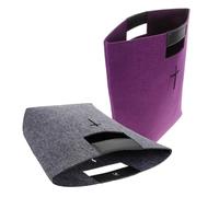 NAMOARLY Lot de 2 Paquet à Main en Feutre Gris et Violet Grand Fourre-Tout à Bible Organisateur d'Étude Biblique Réutilisable et Pratique pour Transport Biblique et Usage Quotidien