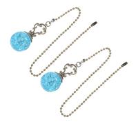 NAMOARLY Lot de 2 Set de Chaînettes D'extension en Cristal Verre Craquelé Bleu, 38 Cm avec Connecteur pour Ventilateur de Plafond, Cordon de Tirage Léger, Accessoire Remplacement