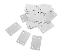 NAMOARLY Lot de 20 Plaques Droites en Acier Inoxydable Argenté, Support Droit Inoxydable Design 4 Trous, pour Meubles en Bois, Ajoutant Un Soutien Polyvalent