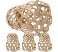 NAMOARLY Lot de 4 Abat-Jours Suspendus en Bambou Tressé Rustique Mini Taille Ovale Légers et Polyvalents pour Lampes Suspendues et Plafonniers Décoration Intérieure Salon et Chambre