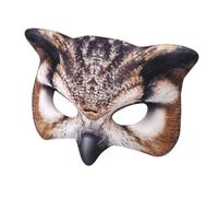 NAMOARLY Masque Demi Visage Chouette Marron pour Fête Déguisée Halloween Cosplay avec Bande Élastique Réutilisable et Confortable pour et à Thème
