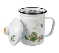 NAMOARLY Mug Infuseur à Thé Vintage en Émail Filtre, Capacité 700ml, en Acier Inoxydable, Style Rétro pour Bureau ou Café