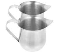 NAMOARLY Pichet à Lait Vapeur Inox 2 Pièces 60 Ml pour Expresso et Latte Art, Crémier Compact Résistant la Corrosion pour Maison et Extérieur