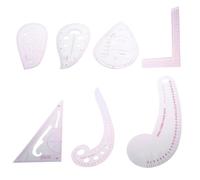 NAMOARLY Règles Multifonctions pour Dessin de Patrons en Plastique Ensemble de 7 pour Création de Motifs Couture Bords Lisses, Formes Variées et Usage en Classe