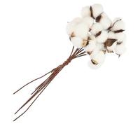 NAMOARLY Set de Boules de Coton Séchées Blanches Tiges en Fer, Décoration Festive et Naturelle pour Maison et Nouvel an, Bouquet Ornemental Élégant