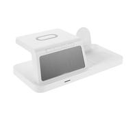 NAMOARLY Station de Charge sans Fil avec Horloge et Veilleuse Charge Rapide 15W Compatible Smartphones Universels Station Portable pour Bureau et Voyage Couleur Blanche