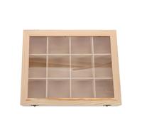 NAMOARLY Vitrine à Roches en Bois Compartiments Séparés et Couvercle Transparent, Coffret de Rangement pour Pierres Précieuses et Minéraux
