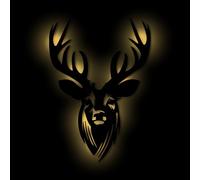 Namofactur Décoration murale LED DIY en forme de tête de cerf, cadeaux grands, en bois MDF pour hommes, femmes, chasseurs, décoration de Noël | Fonctionne à piles | Taille L 51 x 36 cm