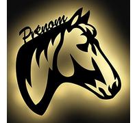 Namofactur Lampe Led USB Murale En Bois Gravé - Veilleuse Déco Cheval Avec Prénom Personnalisé Pour Garçons Et Filles - Idée De Cadeau Pour Anniversaires, Baptêmes, Naissance - Fonctionne à piles