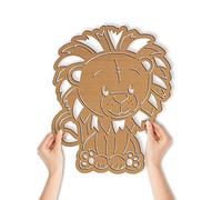 Namofactur Lampe murale lion I Veilleuse pour chambre d'enfant fille garçon I MDF bois à piles